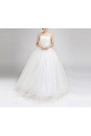 Organza Strapless Floor Length Ball Gown with Crystal