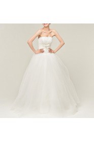 Satin Strapless Floor Length Ball Gown with Sequins