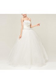 Satin Strapless Floor Length Ball Gown with Sequins