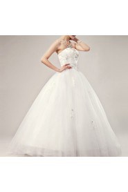 Satin Strapless Floor Length Ball Gown with Sequins