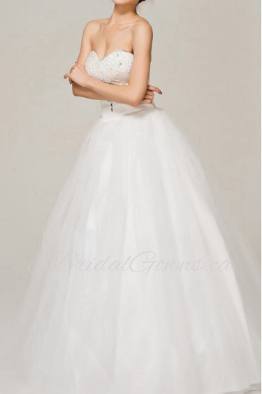 Satin Sweetheart Floor Length Ball Gown with Crystal