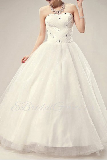 Tulle Sweetheart Floor Length Ball Gown with Crystal