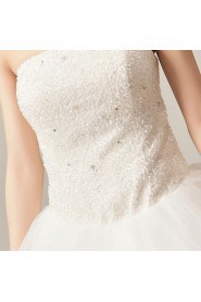 Organza Strapless Floor Length Ball Gown with Sequins