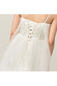 Organza Straps Neckline Floor Length Ball Gown with Handmade Flowers