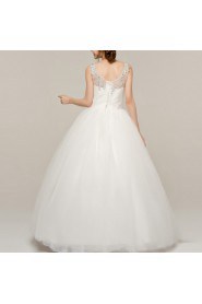 Organza Scoop Neckline Floor Length Ball Gown with Crystal