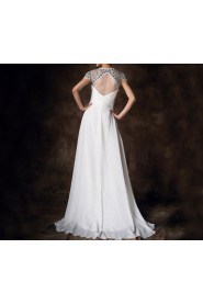 Satin V-neck Empire Gown with Crystal