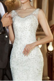 Lace Straps Neckline Mermaid Gown with Crystal