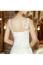 Lace Straps Neckline Mermaid Gown with Crystal