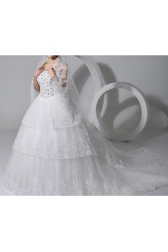 Lace Strapless Cathedral Train A-line Gown with Crystal