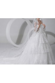 Lace Strapless Cathedral Train A-line Gown with Crystal