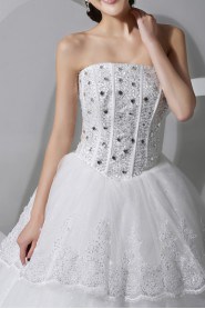 Lace Strapless Cathedral Train A-line Gown with Crystal