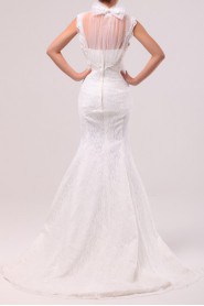 Lace Jewel Neckline Mermaid Gown with Sequins