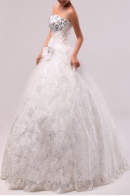 Tulle Strapless Floor Length Ball Gown with Sequins