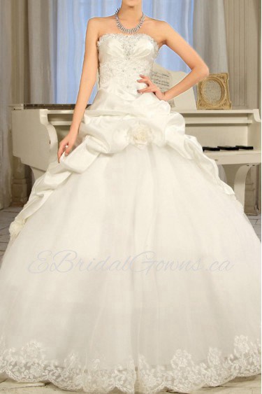 Lace Strapless Floor Length Ball Gown with Sequins