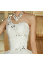 Tulle One Shoulder Floor Length Ball Gown with Sequins