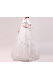 Lace Off-the-Shoulder Floor Length Ball Gown with Sequins