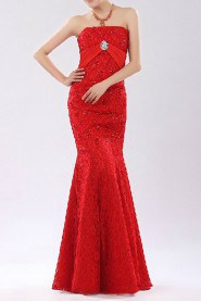 Lace Strapless Floor Length Mermaid Gown with Sequins