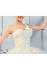 Organza One Shoulder Floor Length Ball Gown with Sequins