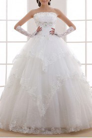 Organza Strapless Floor Length Ball Gown with Sequins