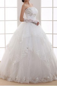 Organza Strapless Floor Length Ball Gown with Sequins