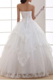 Organza Strapless Floor Length Ball Gown with Sequins