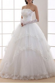 Organza Strapless Floor Length Ball Gown with Sequins