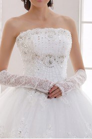 Organza Strapless Floor Length Ball Gown with Sequins