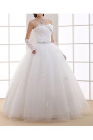 Organza Jewel Neckline Floor Length Ball Gown with Crystal