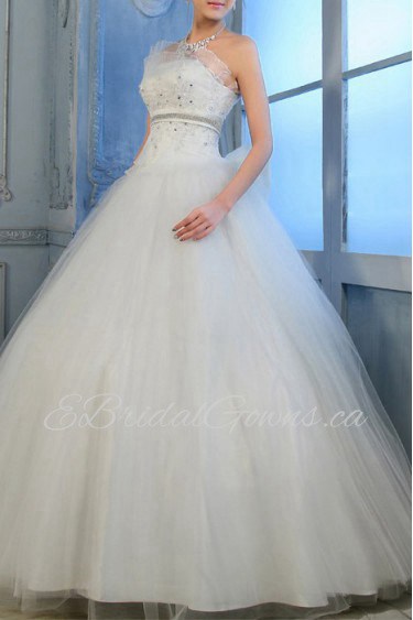 Organza Strapless Floor Length Ball Gown with Sequins