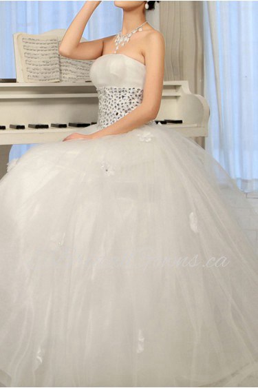 Tulle Strapless Floor Length Ball Gown with Sequins