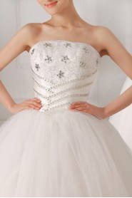 Organza Strapless Floor Length Ball Gown with Sequins