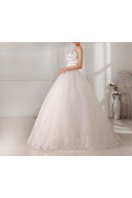 Organza Strapless Floor Length Ball Gown with Sequins