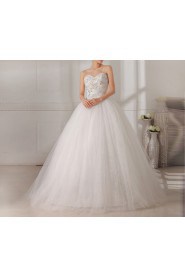 Organza Sweetheart Floor Length Ball Gown with Handmade Flowers