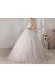 Organza Sweetheart Floor Length Ball Gown with Handmade Flowers