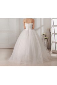 Organza Sweetheart Floor Length Ball Gown with Handmade Flowers