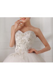 Organza Sweetheart Floor Length Ball Gown with Handmade Flowers