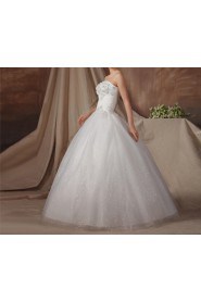 Organza Strapless Floor Length Ball Gown with Pearls