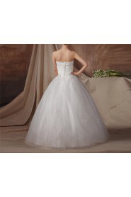 Organza Strapless Floor Length Ball Gown with Pearls