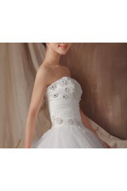 Organza Strapless Floor Length Ball Gown with Pearls