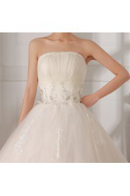 Tulle Strapless Floor Length Ball Gown with Sequins