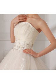 Tulle Strapless Floor Length Ball Gown with Sequins