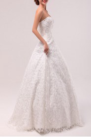 Lace Scoop Neckline Floor Length A-line Gown with Crystal