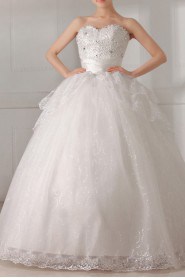 Organza Scoop Neckline Floor Length Ball Gown with Sequins