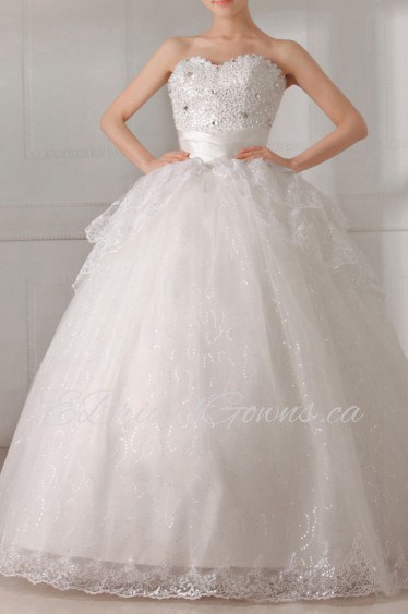 Organza Scoop Neckline Floor Length Ball Gown with Sequins