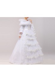 Organza Jewel Neckline Floor Length Ball Gown with Sequins