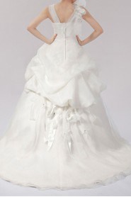 Organza Straps Neckline Ball Gown Dress with Handmade Flowers