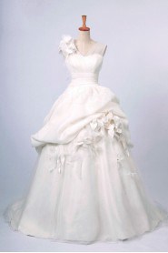 Organza Straps Neckline Ball Gown Dress with Handmade Flowers