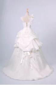 Organza Straps Neckline Ball Gown Dress with Handmade Flowers