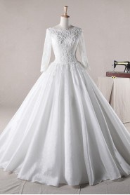 Organza Jewel Neckline Floor Length Ball Gown Dress with Sequins