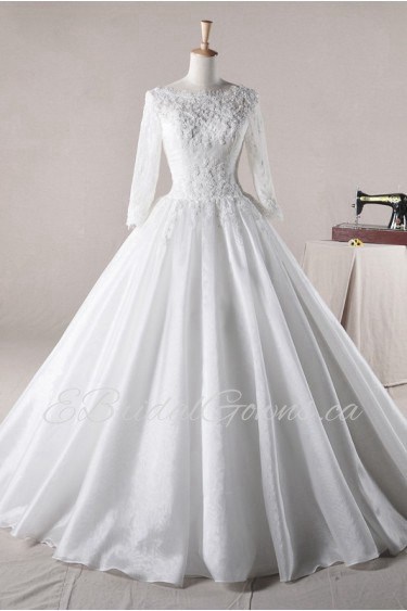 Organza Jewel Neckline Floor Length Ball Gown Dress with Sequins